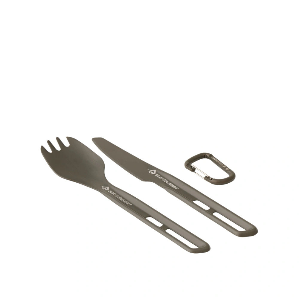 Besteckset für Motorrad-Camping mit Gabel, Messer und Karabinerhaken in leichtem, strapazierfähigem Design. Ideal für Outdoor-Aktivitäten und Reisen.