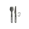 Ultraleichtes Besteck-Set mit Löffel-Gabel-Kombination, Messer und Karabiner, ideal für Motorrad-Camping.