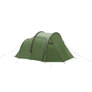Grünes Motorradzelt Cima Versa 3 für Motorrad-Camping mit stabiler Konstruktion, mehreren Abspannleinen und geräumigem Innenraum.