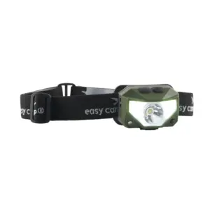 Grüne Stirnlampe Crowberry mit verstellbarem Stirnband, ideal für Motorrad-Camping.
