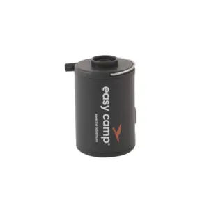 Schwarze Mini-Akku-Pumpe Allium von Easy Camp, ideal für Motorrad-Camping. Kompakt und tragbar, speziell für Outdoor-Abenteuer.
