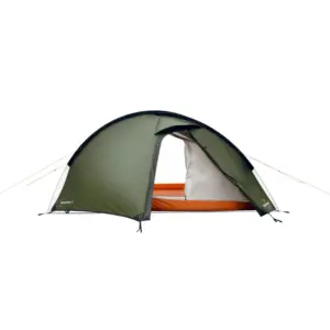 Motorradzelt Rondane 2 - Grünes Kuppelzelt mit offenem Eingang, ideal für Motorrad-Camping.