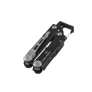 Rowan 10-in-1 Multitool für Motorrad-Camping, geschlossenes schwarzes und silbernes multifunktionales Handwerkszeug mit Easy Camp Logo, kompakte und robuste Bauweise, ideal für Outdoor-Abenteuer und Motorradreisen..